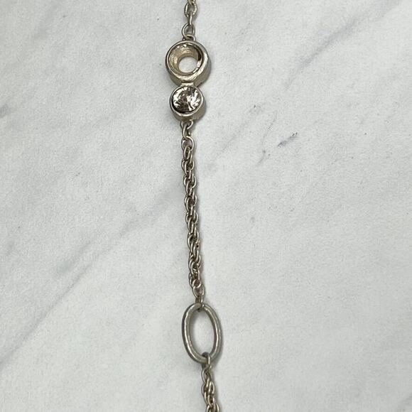 Chico's Rhinestone Station Silver Tone Chain Link Necklace - Picture 10 of 11